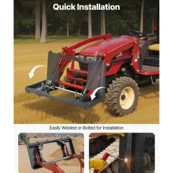 VEVOR 3/8 in Skid Steer Mount Plate Universal Quick Attach Mount Plate, Easy to Bolt, 2000 lbs Load Capacity, Heavy Duty Steel Loader Plates Compatible with Kubota Bobcat Skid Steers and Tractors