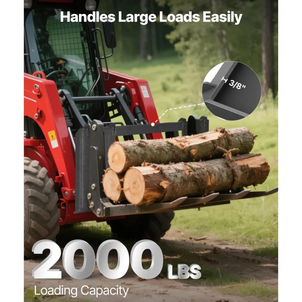VEVOR 3/8 in Skid Steer Mount Plate Universal Quick Attach Mount Plate, Easy to Bolt, 2000 lbs Load Capacity, Heavy Duty Steel Loader Plates Compatible with Kubota Bobcat Skid Steers and Tractors