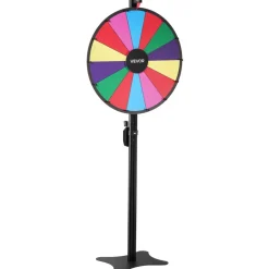 VEVOR 24 in Spinning Prize Wheel, 14 Slots Spinning Wheel with Stand, Adjustable Height Win Fortune Roulette with a Dry Erase and 2 Markers, 6 Colors, Easy Assembly, for Party Pub Trade Show Carnival