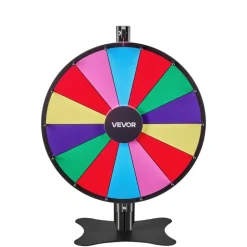 VEVOR 24 in Spinning Prize Wheel, 14 Slots Spinning Wheel with Stand, Adjustable Height Win Fortune Roulette with a Dry Erase and 2 Markers, 6 Colors, Easy Assembly, for Party Pub Trade Show Carnival