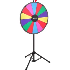 VEVOR 24 in Spinning Prize Wheel, 14 Slots Spinning Wheel with Tripod, Adjustable Height Win Fortune Roulette with a Dry Erase and 2 Markers, 6 Colors, Easy Assembly, for Party Pub Trade Show Carnival