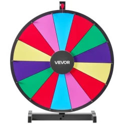 VEVOR 24 in Spinning Prize Wheel, 14 Slots Spinning Wheel with Stand, Tabletop Win Fortune Roulette with a Dry Erase and 2 Markers, 6 Colors, Easy Assembly, for Party Pub Trade Show Carnival Events
