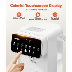 VEVOR Instant Hot Water Dispenser, Countertop Boiling Water Dispenser with Adjustable 7 Temperatures & 7 Water Volumes, 118oz Removable Water Tank, Quick Heating with Touchscreen & Child Lock for Home