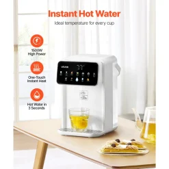 VEVOR Instant Hot Water Dispenser, Countertop Boiling Water Dispenser with Adjustable 7 Temperatures & 7 Water Volumes, 118oz Removable Water Tank, Quick Heating with Touchscreen & Child Lock for Home