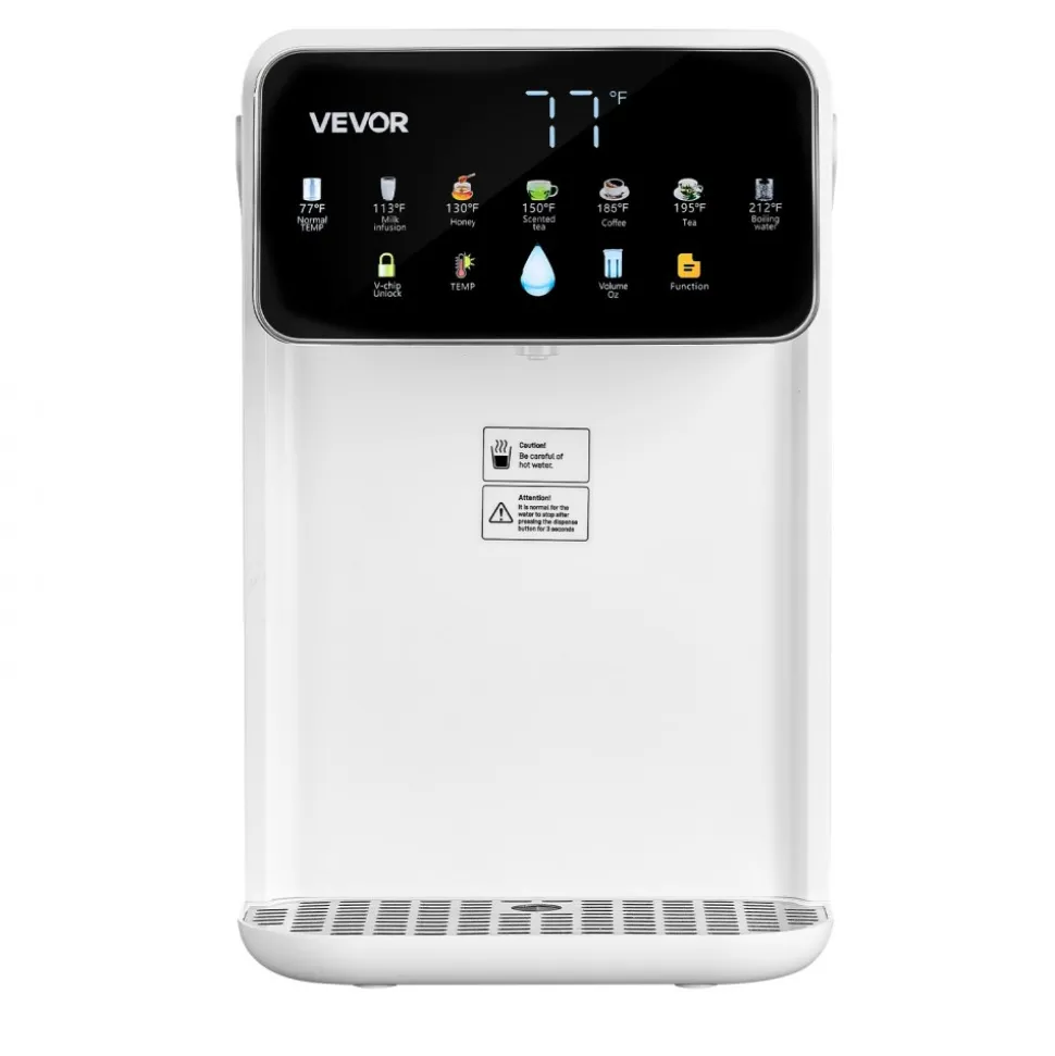 VEVOR Instant Hot Water Dispenser, Countertop Boiling Water Dispenser with Adjustable 7 Temperatures & 7 Water Volumes, 118oz Removable Water Tank, Quick Heating with Touchscreen & Child Lock for Home
