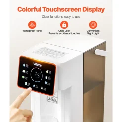 VEVOR Instant Hot Water Dispenser, Countertop Boiling Water Dispenser with Adjustable 6 Temperatures & 7 Water Volumes, 101oz Removable Water Tank, Quick Heating with Touchscreen & Child Lock for Home