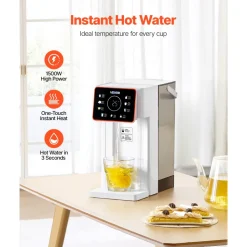VEVOR Instant Hot Water Dispenser, Countertop Boiling Water Dispenser with Adjustable 6 Temperatures & 7 Water Volumes, 101oz Removable Water Tank, Quick Heating with Touchscreen & Child Lock for Home