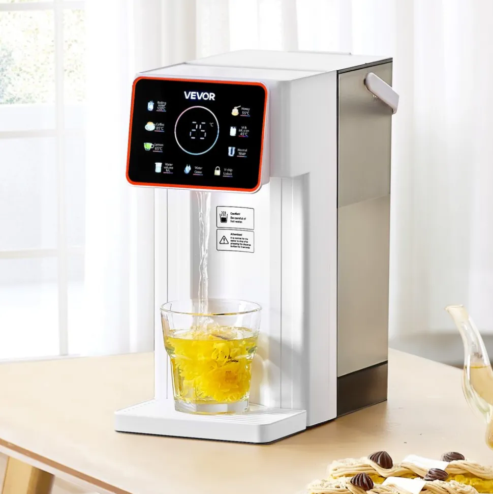 VEVOR Instant Hot Water Dispenser, Countertop Boiling Water Dispenser with Adjustable 6 Temperatures & 7 Water Volumes, 101oz Removable Water Tank, Quick Heating with Touchscreen & Child Lock for Home