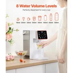 VEVOR Instant Hot Water Dispenser, Countertop Boiling Water Dispenser with Adjustable 6 Temperatures & 7 Water Volumes, 101oz Removable Water Tank, Quick Heating with Touchscreen & Child Lock for Home