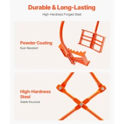 VEVOR 24in Stone Lifting Tongs, 2-Claw Rock Tongs, Heavy Duty Steel Log Tongs, 1100LBS Lifting Capacity, Swivel Log Grapple, Serrated Claw Design, Easy Chain Hook up Tongs for Stone Blocks & Marble