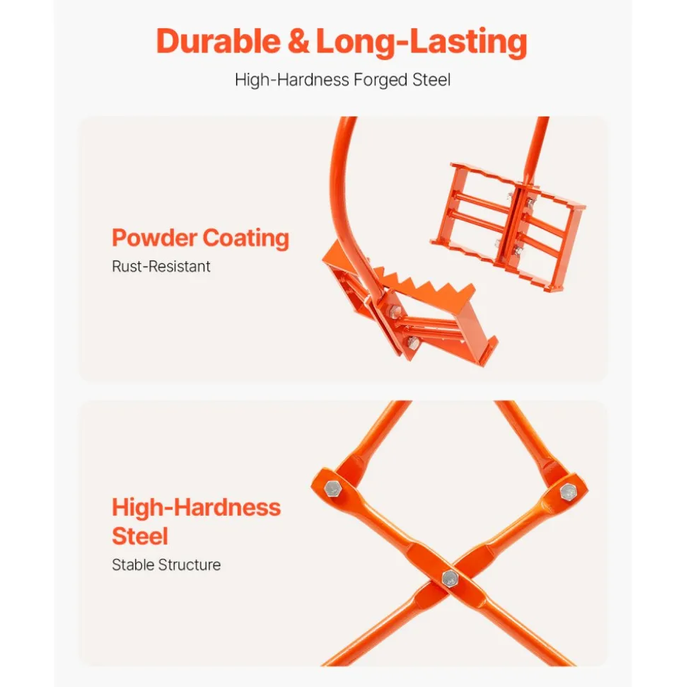 VEVOR 24in Stone Lifting Tongs, 2-Claw Rock Tongs, Heavy Duty Steel Log Tongs, 1100LBS Lifting Capacity, Swivel Log Grapple, Serrated Claw Design, Easy Chain Hook up Tongs for Stone Blocks & Marble
