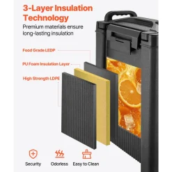 VEVOR Insulated Beverage Dispenser, 5 Gal/19L Hot and Cold Beverage Server with Spigot & Handle, Food-Grade Thermal Drink Dispenser Cooler for Tea Coffee Water in Cafes & Restaurants, 2 Pack, Black