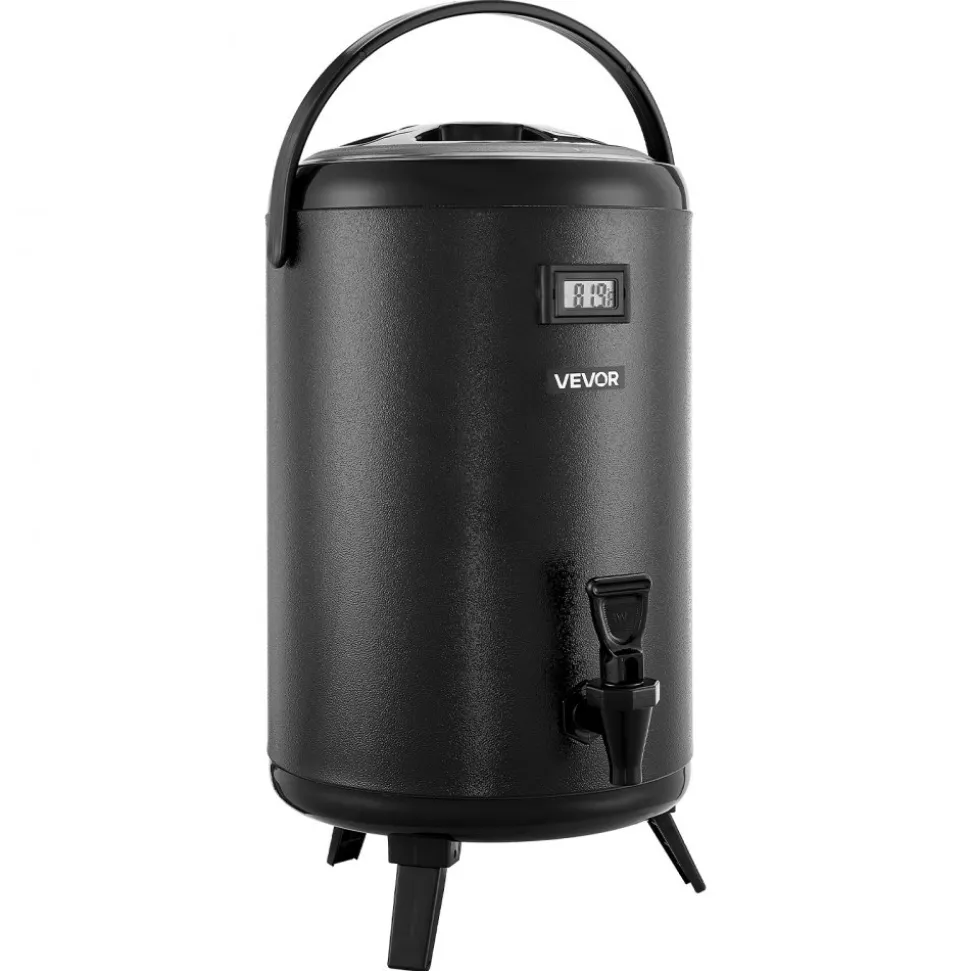 VEVOR Insulated Beverage Dispenser, 3.2 Gal/12L Stainless Steel Thermal Drink Server with Spigot & Temp Display, Suitable for Hot and Cold Drinks, for Tea Coffee Water in Cafes & Restaurants, Black
