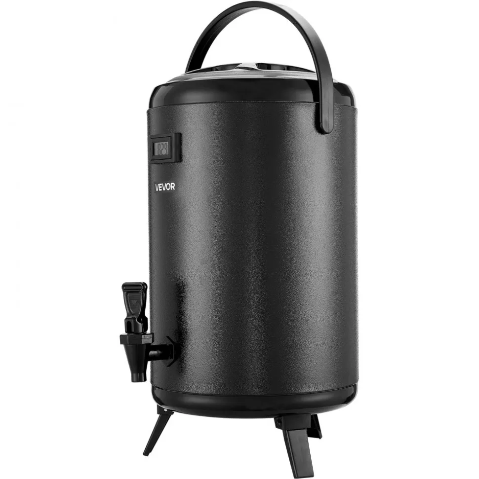 VEVOR Insulated Beverage Dispenser, 3.2 Gal/12L Stainless Steel Thermal Drink Server with Spigot & Temp Display, Suitable for Hot and Cold Drinks, for Tea Coffee Water in Cafes & Restaurants, Black