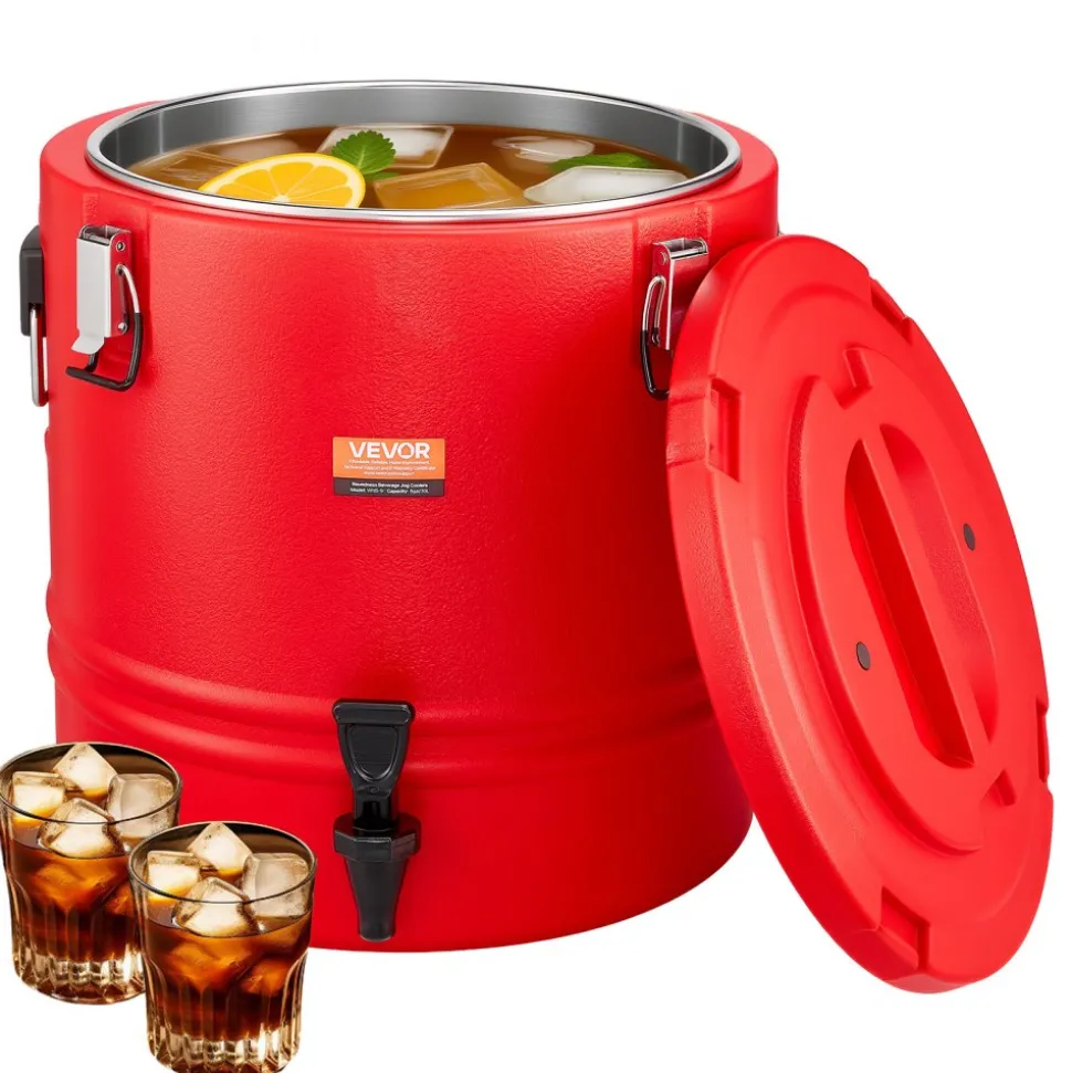 VEVOR Insulated Beverage Dispenser, 8 Gal/30.3L Thermal Hot and Cold Drink Server Dispenser with Spigot, Food-Grade Cooler Jug with 304 Stainless Steel Interior, for Tea Coffee Restaurant Outdoor