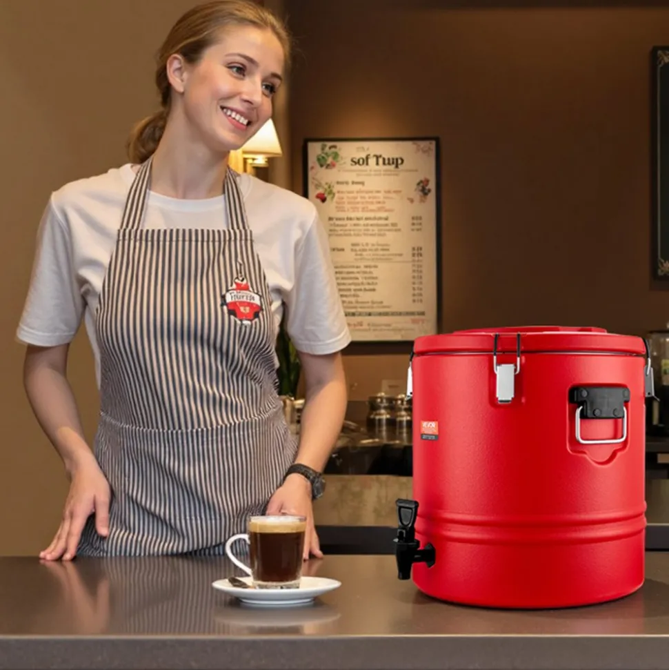VEVOR Insulated Beverage Dispenser, 8 Gal/30.3L Thermal Hot and Cold Drink Server Dispenser with Spigot, Food-Grade Cooler Jug with 304 Stainless Steel Interior, for Tea Coffee Restaurant Outdoor