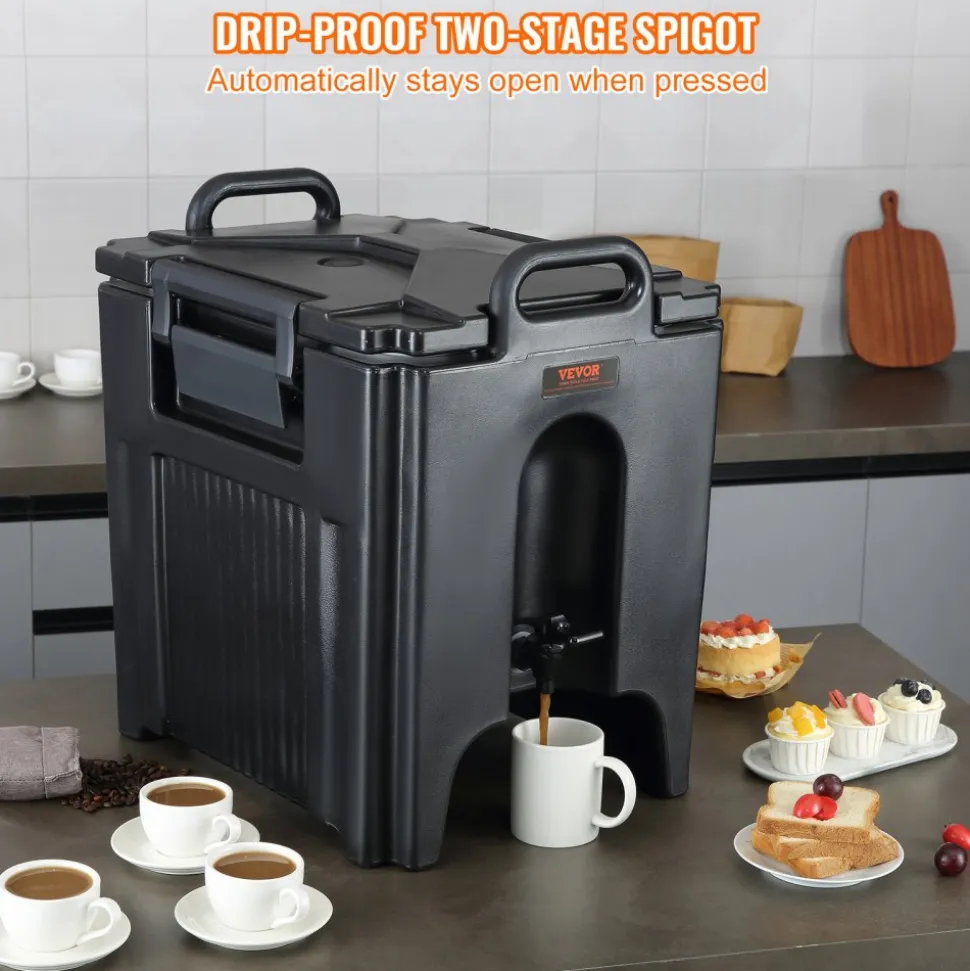 VEVOR Insulated Beverage Dispenser, 10 Gallon, Food-grade LL9450UP Hot and Cold Beverage Server, Thermal Drink Dispenser Cooler with 1.18 in PU Layer Two-Stage Faucet Handle, for Restaurant Drink Shop