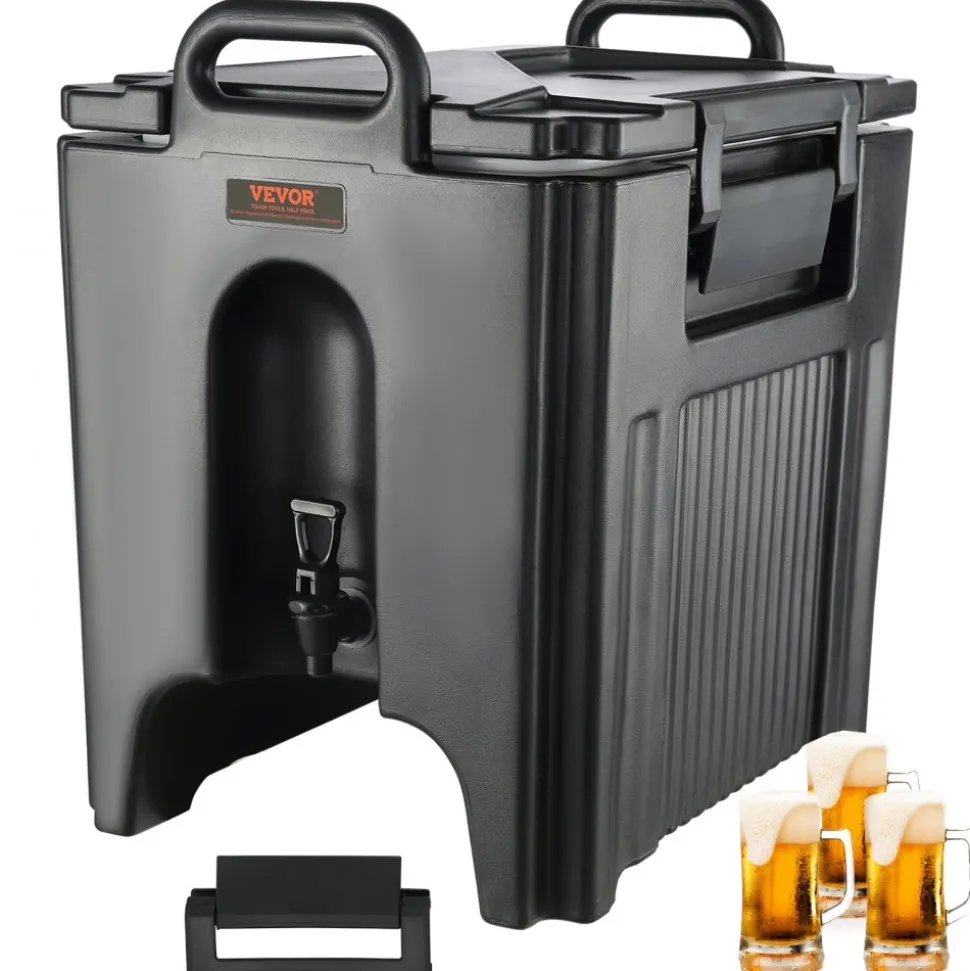 VEVOR Insulated Beverage Dispenser, 10 Gallon, Food-grade LL9450UP Hot and Cold Beverage Server, Thermal Drink Dispenser Cooler with 1.18 in PU Layer Two-Stage Faucet Handle, for Restaurant Drink Shop