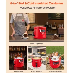 VEVOR Insulated Beverage Dispenser, 2.2 Gal/8L Thermal Hot and Cold Drink Server Dispenser with Spigot, Food-Grade Cooler Jug with 304 Stainless Steel Interior, for Tea Coffee Restaurant Outdoor