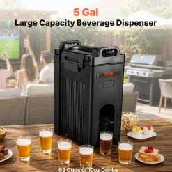 VEVOR Insulated Beverage Dispenser, 5 Gallon, Food-grade LDPE Hot and Cold Beverage Server, Thermal Drink Dispenser Cooler with 0.9 in PU Layer Two-Stage Faucet Handle, for Restaurant Drink Shop