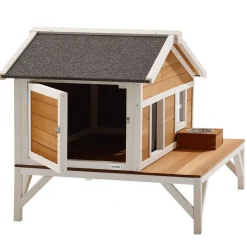 VEVOR Insulated Cat House, All-Around Foam Insulation Elevated Cat Shelter, Wooden Feral Kitty Shelter with Large Platform, Waterproof Cats Condos for Indoor & Outdoor Cats in Winter 43.5x33.5x31 in