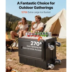 VEVOR Insulated Food Pan Carrier, 127 Qt Non-Electrical Food Warmer, with Swivel Wheel & 304 Stainless Steel Latch, LLDPE Stackable Hot Box, for Various Pan Sizes(NOT Included), Fit Catering BBQ Event