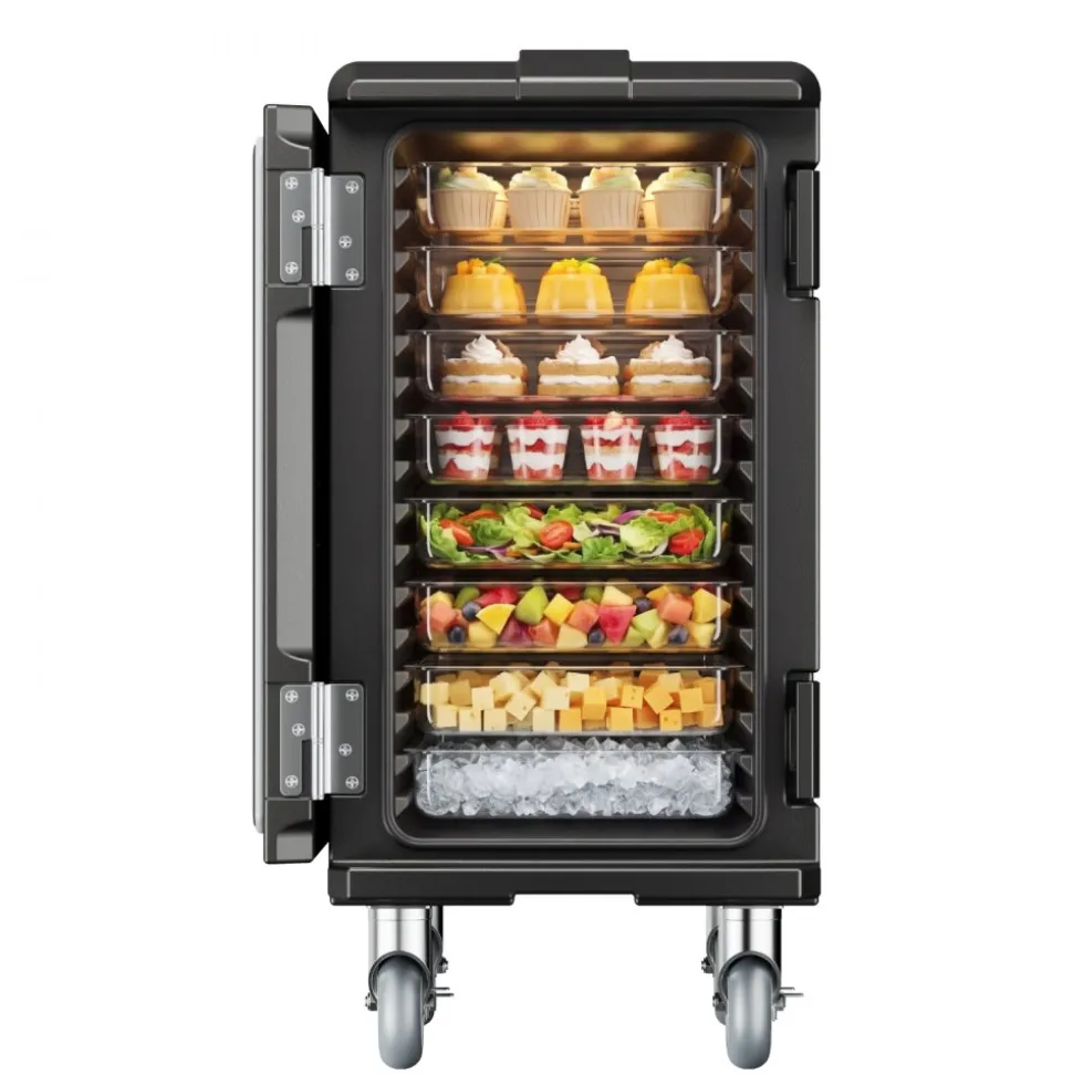 VEVOR Insulated Food Pan Carrier, 127 Qt Non-Electrical Food Warmer, with Swivel Wheel & 304 Stainless Steel Latch, LLDPE Stackable Hot Box, for Various Pan Sizes(NOT Included), Fit Catering BBQ Event
