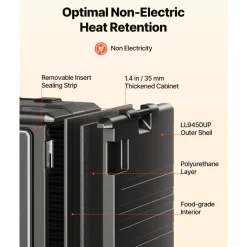 VEVOR Insulated Food Pan Carrier, 127 Qt Non-Electrical Food Warmer, with Swivel Wheel & 304 Stainless Steel Latch, LLDPE Stackable Hot Box, for Various Pan Sizes(NOT Included), Fit Catering BBQ Event
