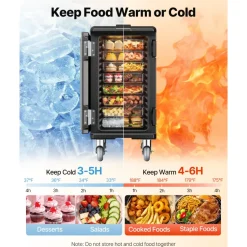 VEVOR Insulated Food Pan Carrier, 127 Qt Non-Electrical Food Warmer, with Swivel Wheel & 304 Stainless Steel Latch, LLDPE Stackable Hot Box, for Various Pan Sizes(NOT Included), Fit Catering BBQ Event