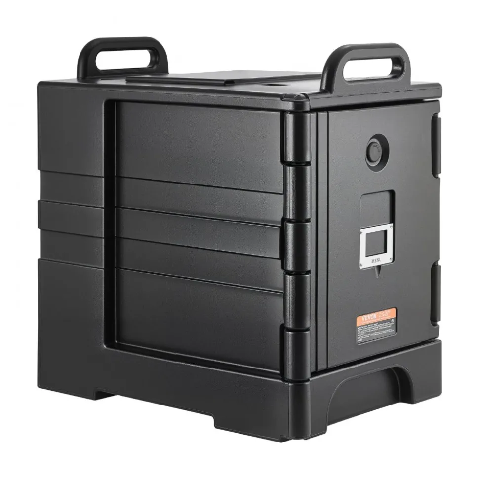 VEVOR Insulated Food Pan Carrier, 81 Qt Hot Box for Catering, Food Box Carrier with Double Buckles, Front Loading Food Warmer with Handles, Stackable End Loader with Wheels for Restaurant, Canteen