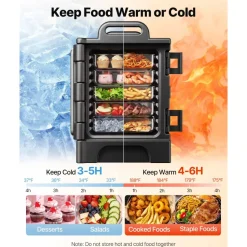 VEVOR Insulated Food Pan Carrier, 81 Qt Hot Box for Catering, Food Box Carrier with Double Buckles, Front Loading Food Warmer with Handles, Stackable End Loader for Restaurant, Canteen