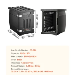 VEVOR Insulated Food Pan Carrier, 82 Qt Hot Box for Catering, LLDPE Food Box Carrier with Double Buckles, Front Loading Food Warmer for Restaurant, Canteen, etc.
