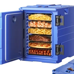 VEVOR Insulated Food Pan Carrier, 95 Qt Hot Box for Catering, Food Box Carrier with Double Buckles, Front Loading Food Warmer with Handles, Stackable End Loader for Restaurant, Canteen