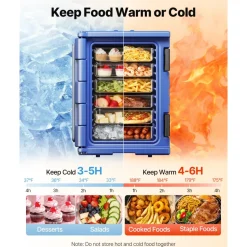 VEVOR Insulated Food Pan Carrier, 95 Qt Hot Box for Catering, Food Box Carrier with Double Buckles, Front Loading Food Warmer with Handles, Stackable End Loader for Restaurant, Canteen