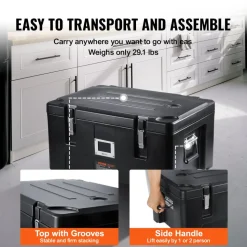 VEVOR Insulated Food Pan Carrier, 36Qt Capacity, Stackable Catering Hot Box with 3 Stainless Steel Pans, Top Load LLDPE Food Warmer with Elastic Side Handles and Buckles, for Restaurant Canteen, Black