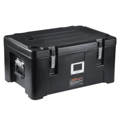 VEVOR Insulated Food Pan Carrier, 36Qt Capacity, Stackable Catering Hot Box with 3 Stainless Steel Pans, Top Load LLDPE Food Warmer with Elastic Side Handles and Buckles, for Restaurant Canteen, Black