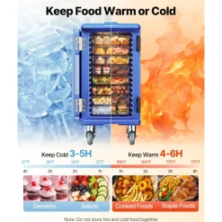 VEVOR Insulated Food Pan Carrier, 95 Qt Hot Box for Catering, Food Box Carrier with Buckle, Front Loading Food Warmer with Handles, End Loader with Wheels for Restaurant, Canteen