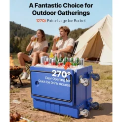 VEVOR Insulated Food Pan Carrier, 95 Qt Hot Box for Catering, Food Box Carrier with Buckle, Front Loading Food Warmer with Handles, End Loader with Wheels for Restaurant, Canteen