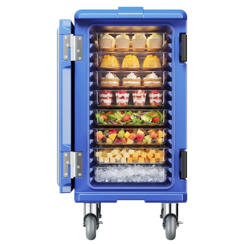 VEVOR Insulated Food Pan Carrier, 95 Qt Hot Box for Catering, Food Box Carrier with Buckle, Front Loading Food Warmer with Handles, End Loader with Wheels for Restaurant, Canteen