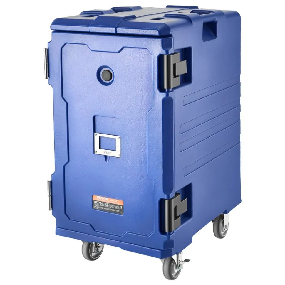 VEVOR Insulated Food Pan Carrier, 95 Qt Hot Box for Catering, Food Box Carrier with Buckle, Front Loading Food Warmer with Handles, End Loader with Wheels for Restaurant, Canteen