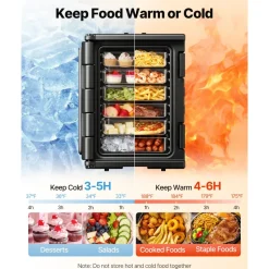VEVOR Insulated Food Pan Carrier, 82 Qt Hot Box for Catering, LLDPE Food Box Carrier with Double Buckles, Front Loading Food Warmer with Handles, Stackable End Loader for Restaurant, Canteen, etc. Bla