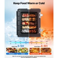 VEVOR Insulated Food Pan Carrier, 82 Qt Non-Electrical Food Warmer, with Wheel & 304 Stainless Steel Latch, LLDPE Stackable Hot Box, for Various Pan Sizes(NOT Included), Fit Catering BBQ Event(Black)