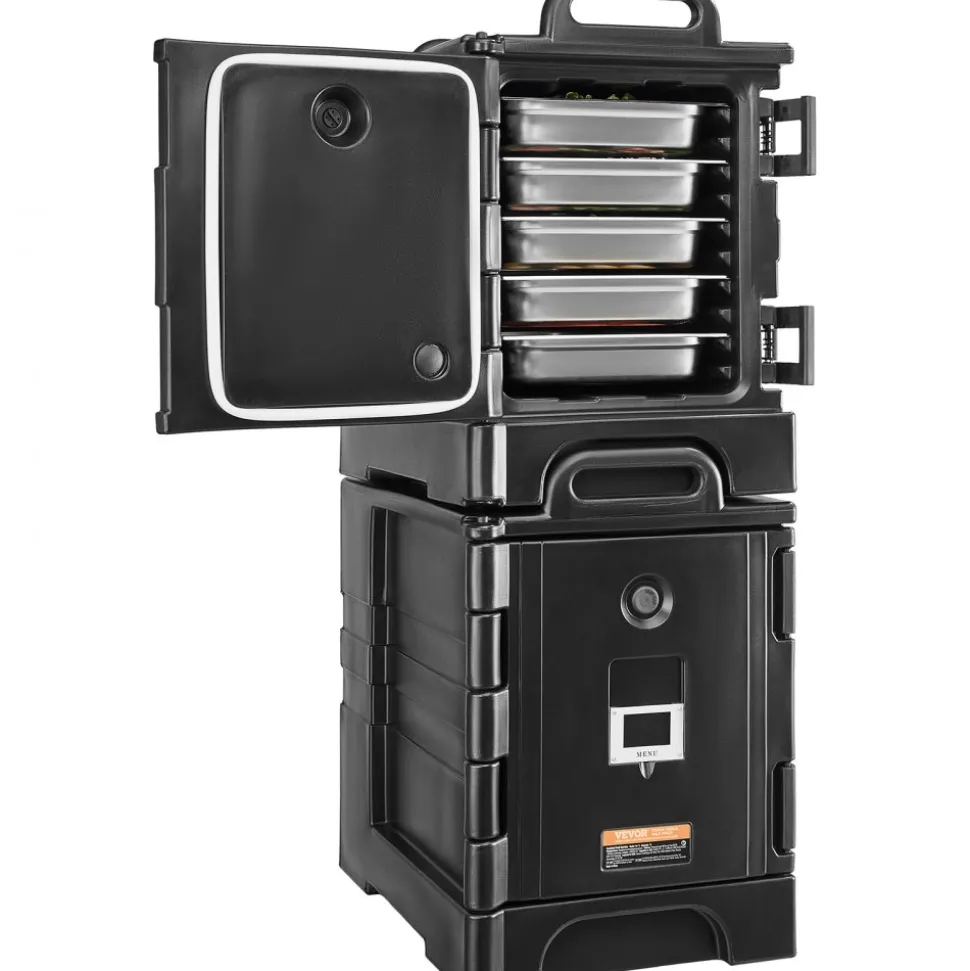 VEVOR Insulated Food Pan Carrier, 82 Qt Hot Box for Catering, LLDPE Food Box Carrier with One-Piece Buckle, Front Loading Food Warmer with Handles, End Loader with Wheels for Restaurant, Canteen, etc.