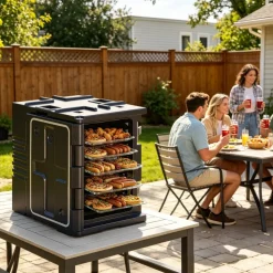 VEVOR Insulated Food Pan Carrier, 95 Qt Non-Electrical Food Warmer, with Wheel & 304 Stainless Steel Latch, LLDPE Stackable Hot Box, for Various Pan Sizes(NOT Included), Fit Catering BBQ Event(Black)