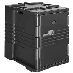 VEVOR Insulated Food Pan Carrier, 95 Qt Non-Electrical Food Warmer, with Wheel & 304 Stainless Steel Latch, LLDPE Stackable Hot Box, for Various Pan Sizes(NOT Included), Fit Catering BBQ Event(Black)
