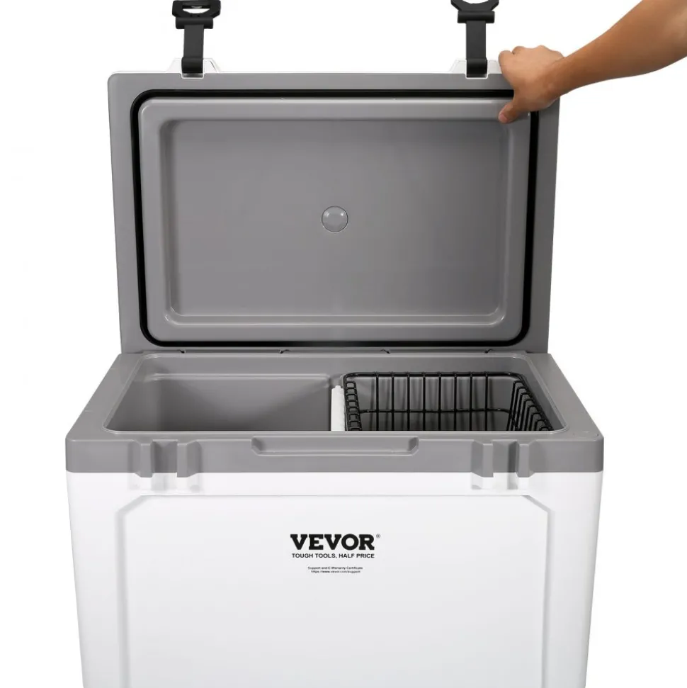 VEVOR Insulated Portable Cooler, 52 qt, Holds 50 Cans, Ice Retention Hard Cooler with Heavy Duty Handle, Ice Chest Lunch Box for Camping, Beach, Picnic, Travel, Outdoor, Keeps Ice for up to 6 Days