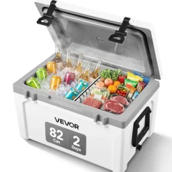 VEVOR Insulated Portable Cooler, 52 qt, Holds 50 Cans, Ice Retention Hard Cooler with Heavy Duty Handle, Ice Chest Lunch Box for Camping, Beach, Picnic, Travel, Outdoor, Keeps Ice for up to 6 Days