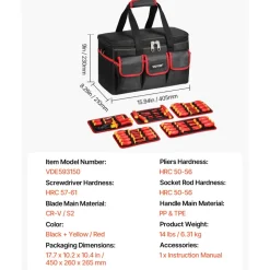 VEVOR Insulated Screwdriver Set, 50-Piece Professional Electrical Screwdriver Set, 1000V Insulated Electrician Tool, with Magnetic Tips, T-Handle Hex Wrench, Screwdriver, Single-Pole Voltage Tester