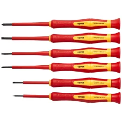 VEVOR Insulated Screwdriver Set, 6-Piece Professional Electrical Screwdriver Set, 1000V Insulated Electrician Tool Set, with Magnetic Phillips Slotted Tips, 360-Degree Rotating Screwdriver and Bag