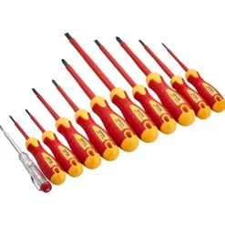 VEVOR Insulated Screwdriver Set, 11-Piece Professional Electrical Screwdriver Set, 1000V Insulated Electrician Tool Set, with Magnetic Phillips Slotted Pozi Tips, Voltage Tester, for Electricians